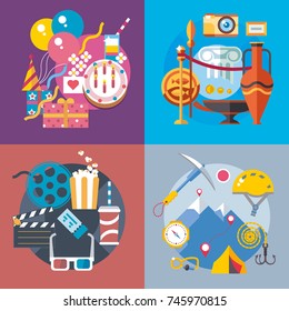Modern flat design conceptual illustration. Fun, travel and vacation