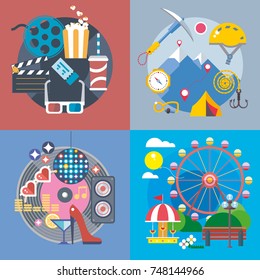 Modern flat design conceptual illustration. Fun, travel and vacation
