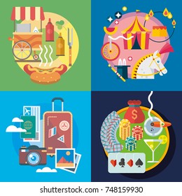 Modern flat design conceptual illustration. Fun, travel and vacation