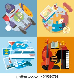 Modern flat design conceptual illustration. Travel, fun and vacation.