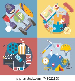 Modern flat design conceptual illustration. Travel, fun and recreation.