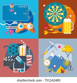 Modern flat design conceptual illustration. Travel, fun and recreation.