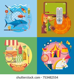 Modern flat design conceptual illustration. Travel, fun and recreation.
