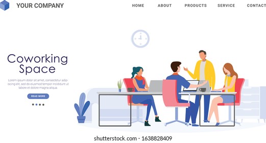 Modern Flat Design Coworking Space concept landing page illustration, suitable for websites, landing pages, UI, mobile applications