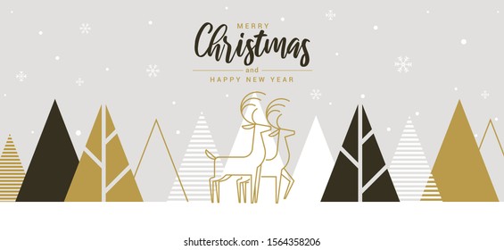 Modern Flat design Creative Christmas greeting card. Abstract Christmas trees, holiday theme. Vector Illustration