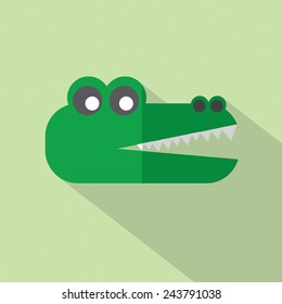 Modern Flat Design Crocodile Icon Vector Illustration