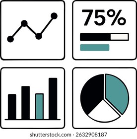 Modern Flat Design Data Widgets for Dashboards and Analytics