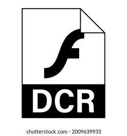 Diseño plano moderno del icono de archivo DCR para web