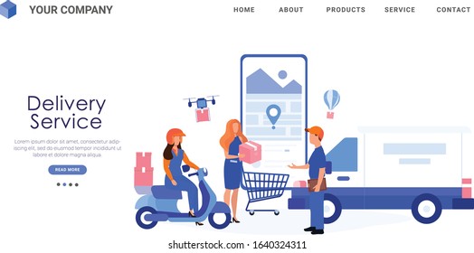 Modern Flat Design Delivery Service concept landing page illustration, suitable for websites, landing pages, UI, mobile applications