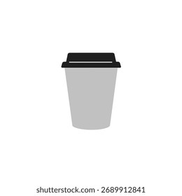 Design plano moderno descartável Takeaway café xícara ilustração vetor com tampa preta e corpo cinza