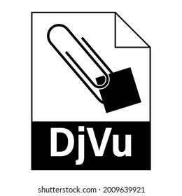 Diseño plano moderno del icono de archivo DjVu para web