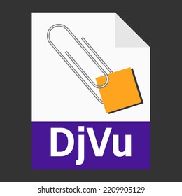 Modern flat design of DjVu file icon for web