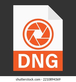 Diseño plano moderno del icono de archivo DNG para web