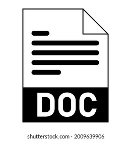 Modern flat design of DOC file icon for web