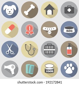 Modern Flat Design Dog Icons Set