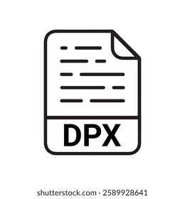 Modern flat design of DPX file icon for web. DPX File Icon, Flat Design Style