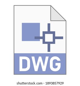 Modern flat design of DWG file icon for web