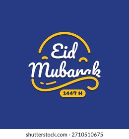 Modern Flat Design Eid Mubarak Greetings with Mosque Illustrations