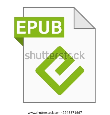 Modern flat design of EPUB file icon for web