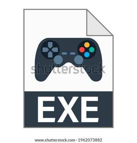 Modern flat design of EXE file icon for web
