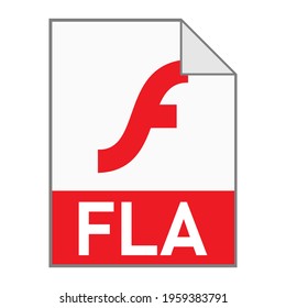 Modern flat design of FLA file icon for web
