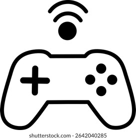 Modern flat design of a game controller logo with wireless signal and geometric icons. Ideal for gaming apps, esports teams, and digital entertainment branding.