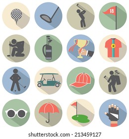 Modern Flat Design Golf Icon Set Vector Illustration
