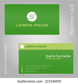 Modern and Flat Design Green Color Business Card