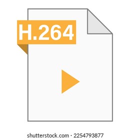 Diseño plano moderno del icono de archivo H.264 para web