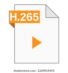 Modern flat design of H.265 file icon for web