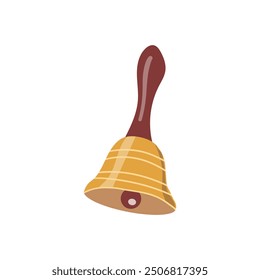 Modern flat design of hand bell . Vector doodle hand drawn illustration ,musical instrument isolate on white background.