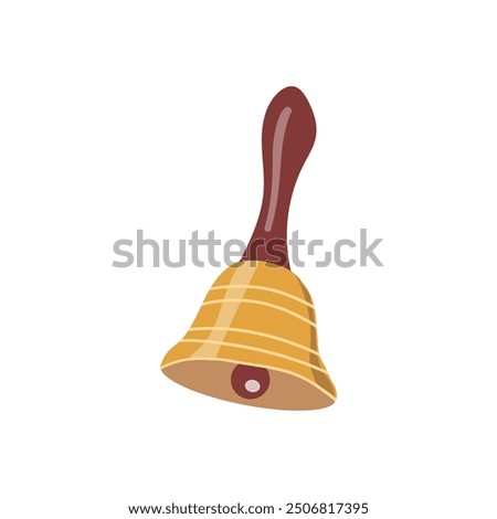 Modern flat design of hand bell . Vector doodle hand drawn illustration ,musical instrument isolate on white background.