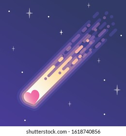 Modern flat design of heart shape in space theme. vector illustration