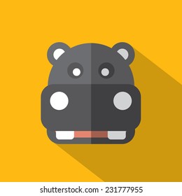 Modern Flat Design Hippopotamus Icon Vector Illustration