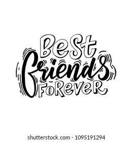 Modern flat design hipster illustration with quote phrase Best friends forever