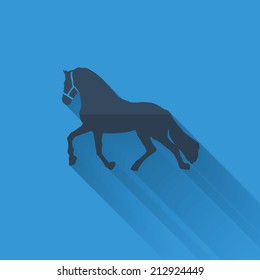 Modern Flat Design Horse Icon Vector Illustration