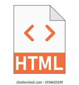 Modern flat design of HTML file icon for web