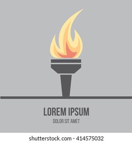 Modern flat design icon of burned torch. Flame. Symbol of friendship, peace and victory