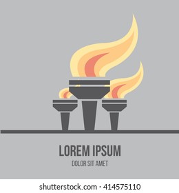 Modern flat design icon of burned torch. Flame. Symbol of friendship, peace and victory