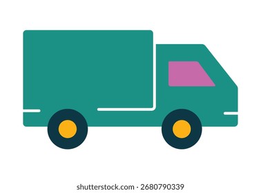 Um ícone de design plano moderno de um caminhão de entrega. Este gráfico colorido é perfeito para transporte, logística e conceitos de transporte. Ilustração isolada para design de aplicativo ou Web.
