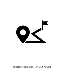 Modern flat design icon of map pin and flag.