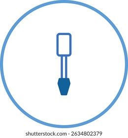 Modern flat design icon of a screwdriver in a circle on a white background