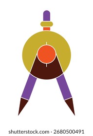 A modern flat design icon of a stylized and colorful drawing compass. This abstract graphic is perfect for geometry, architecture, and creative design concepts. Isolated illustration.
