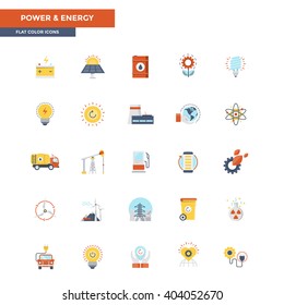 Modern flat design icons for Power and Energy. Easy to use and highly customizable. Vector