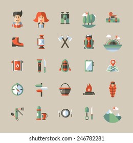 Modern flat design illustration of camping and hiking info graphic vector elements