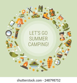 Modern flat design illustration of camping and hiking info graphic vector elements