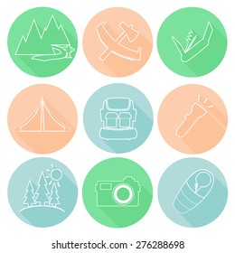 Modern flat design illustration of camping and hiking info graphic vector elements
