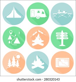Modern flat design illustration of camping and hiking info graphic vector elements