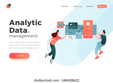 Modern flat design illustration concept of Data Analysis for website and mobile website. Landing page template. Easy to edit and customize. Vector illustration