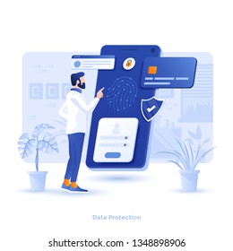 Modern flat design illustration of Data Protection. Can be used for website and mobile website or Landing page. Easy to edit and customize. Vector illustration